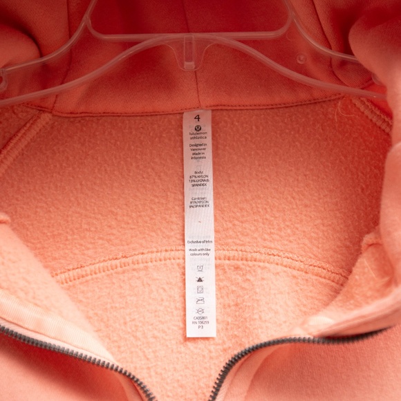 Lululemon Full Zip Cropped Scuba Hoodie Sz 4 Peach Color Athleisure Yoga Lounge - Picture 3 of 6